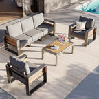 Aoxun Aluminum Outdoor Patio Furniture Set, Coffee Table ×1, Dark Grey & Light - Image 3