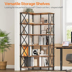 HOOBRO Corner Bookshelf, 6-Tier L-Shaped Bookcase, Industrial Open Display - Image 4
