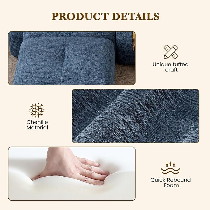 158" U Shaped Convertible Modular Couch, Cloud Couch Sectional - Image 7