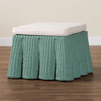 Bali & pari Palm Bohemian Seafoam Green Scallop Rattan Ottoman - Image 7