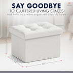 Ornavo Home Small Storage Ottoman Foldable Collapsible Rectangle Linen Ottoman - Image 2