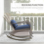 Outsunny Outdoor Wicker Adirondack Rocking Chair, Patio Rattan Rocker Chair - Image 4