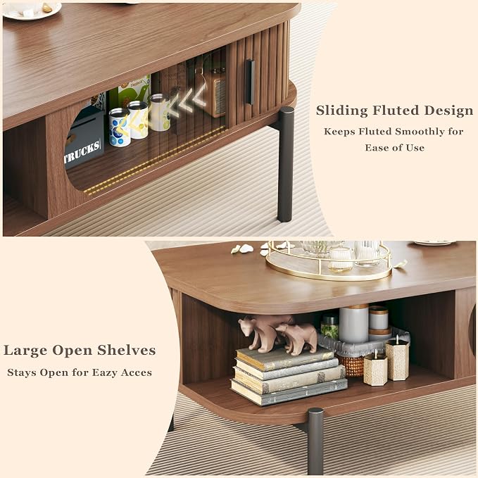 Coffee Table, 39.4" Mid Century Modern Coffee Tables - Image 6