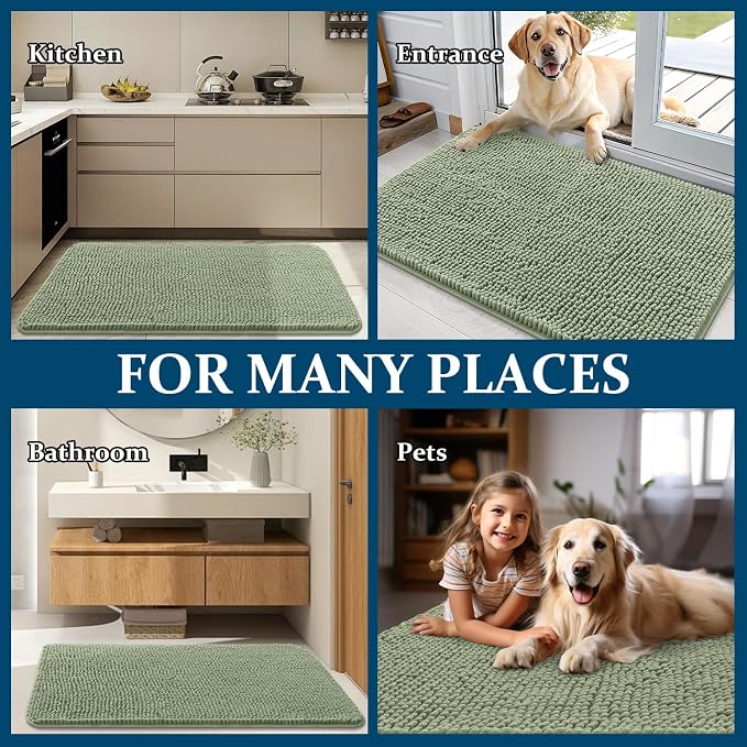 OLANLY Dog Door Mat for Muddy Paws 70x24, Super Absorbent Chenille Mud Mat | - Image 8
