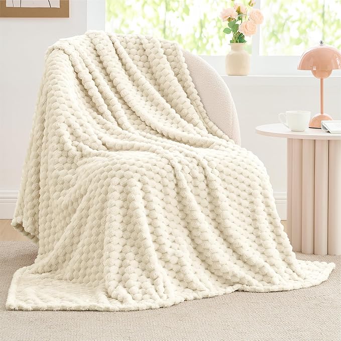 BEDELITE Cream Throw Blanket for Couch, Soft Cozy Gifts for Women, 50 * 60 | 3D by BEDELITE
