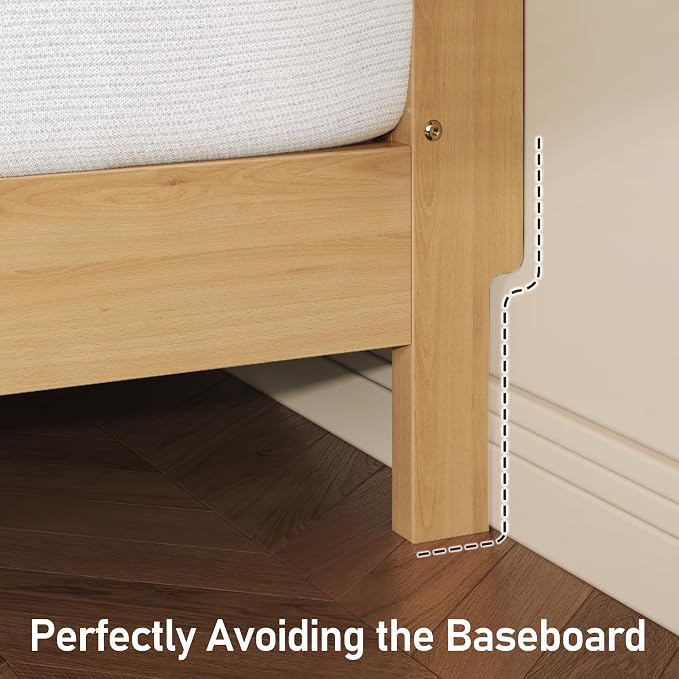 Lifezone Wood Queen Bed, Solid Wood Bed - Image 6