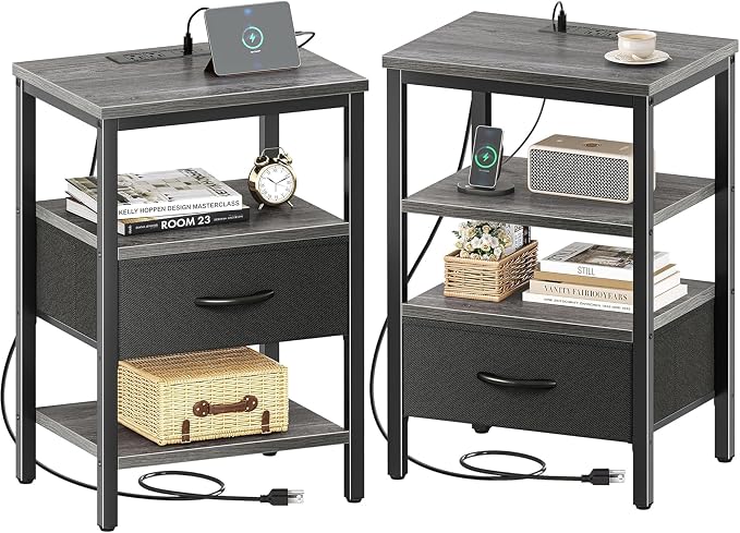SUPERJARE Nightstand Set of 2, Bed Side Tables by SUPERJARE