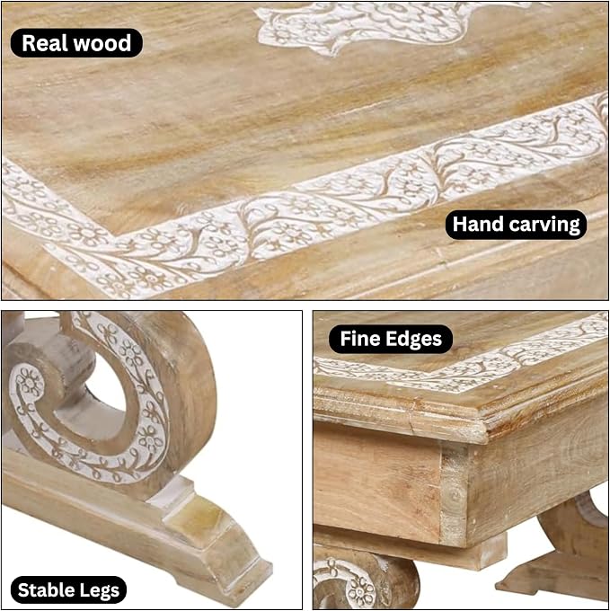 Lightnpro Mango Wood Rectangular Coffee Table - Image 3