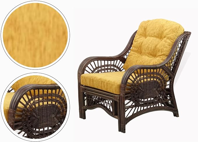Malibu Lounge Set of 4: 2 Natural Rattan Wicker Chairs, Three-Seater Sofa - Image 4