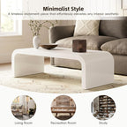 Modern Curved Coffee Table, 47.2’’ Minimalist Waterfall Center Table - Image 5