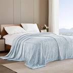 Exclusivo Mezcla Soft Waffle Fleece Bed Blanket Queen Size, Heather Blue | - Image 3