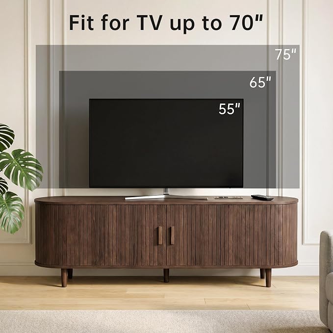 65" Mid Century Modern TV Stand, Wood TV Consoles - Image 7
