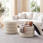 Flouki 19.5" Storage Ottoman Round, Vanity Stools by Flouki