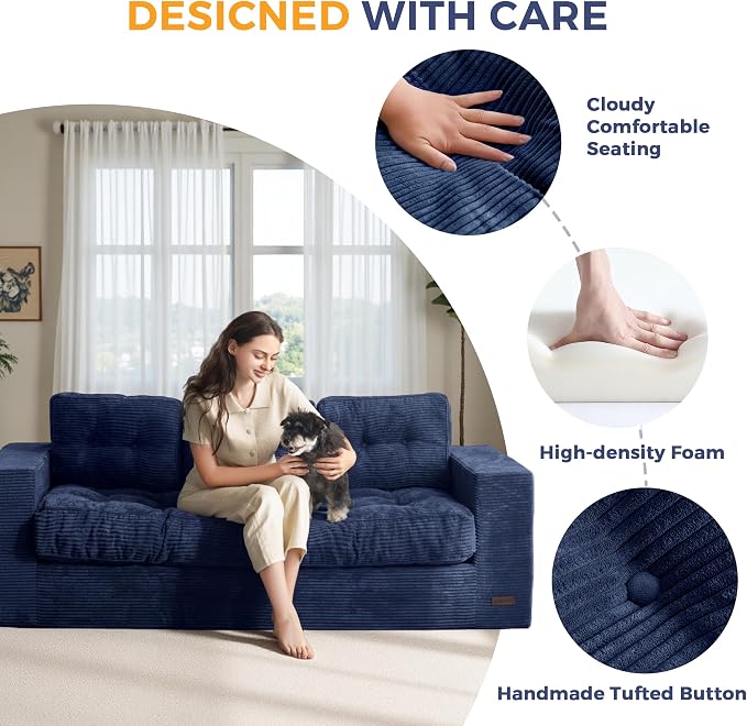 MAXYOYO Oversized Loveseat Sofa Couch, Upholstered Bean Bag Chair Cloud 3-Seat - Image 7