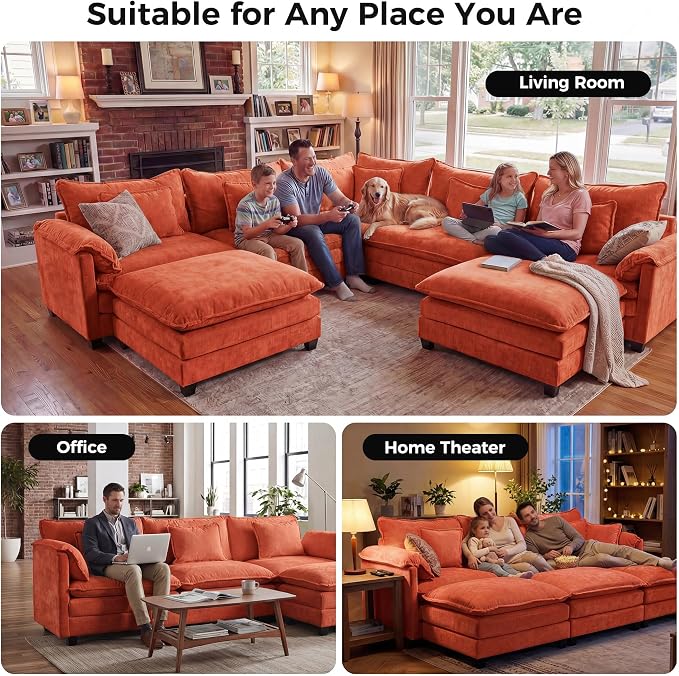 ELUCHANG 150" Oversized V-Shaped Cloud Couch Modular Sectional Sofa - Image 3