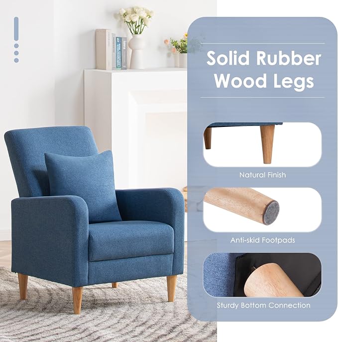 COLAMY Mid-Century Modern Upholstered Accent Chair - Image 4