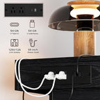 LIKIMIO Night Stand with Charging Station, Modern Black Nightstand with LED - Image 5