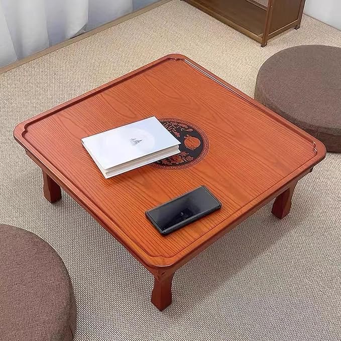 Rectangle Folding Low Coffee Table, Japanese Style Solid Wood Floor Table - Image 3