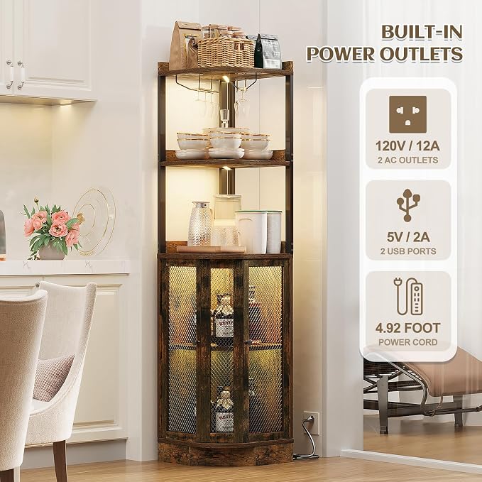 EOYUTLLY Corner Bar Cabinet - Image 5