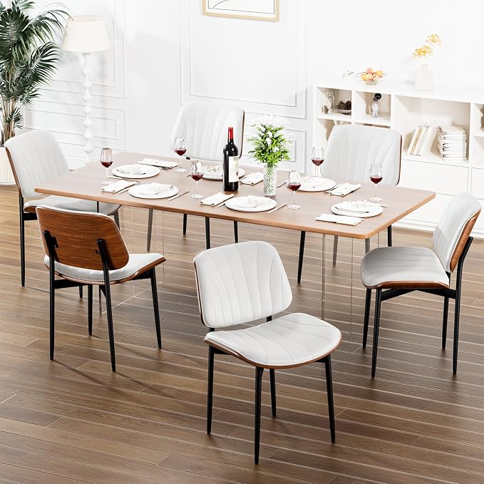YaFiti Dining Chairs Set of 6, Dining Room and Kitchen Chairs, Mid Century - Image 7