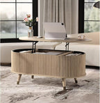 SULIVES Oval Coffee Table with Storage, Small Fluted Center Table - Image 7