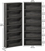 IRONCK Bookshelves and Bookcases Set of 2 Floor Standing 6 Tiers Display - Image 3