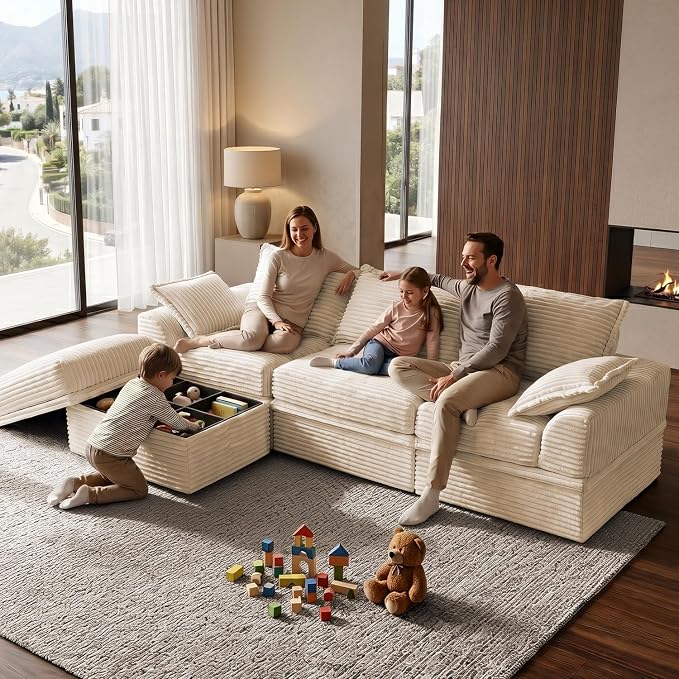 Upgrade Boneless Couch with Storage, Extra Deep&High Seat Modular Sectional - Image 2