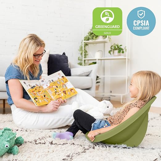 ECR4Kids Plastic Leaf Scoop Floor Rocker Seat, Classroom Furniture, Fern Green - Image 6