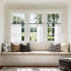 Pinch Pleated White 36 Inch Length Kitchen Curtains 2 Panels Set | Linen Blend - Image 6