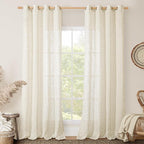 Natural Cream Ivory Long Linen Curtains - Image 2