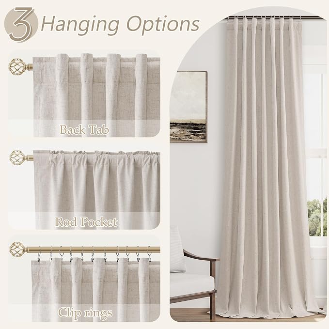 100% Blackout Curtains 120 Inch Length 2 Panels Set - Image 6