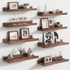Floating Picture Ledge Shelves Set of 8, 16 Inch Shelves by FLYJOE
