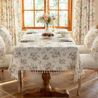 VClife Shabby Chic Pink White Floral Printed Tablecloth - Image 3