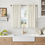 Natural Linen Semi Sheer Curtains 45 Inch Length 2 Panels Light Filtering - Image 3