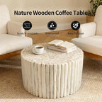 DUHOME Boho Round Coffee Table, Hand-Assembled from Solid Wood Sticks, Organic - Image 5