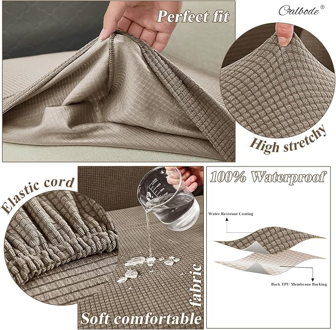 CALBODE 14Pcs Outdoor Stretch Cushion Covers, Waterproof Outdoor Chair Cushion - Image 3