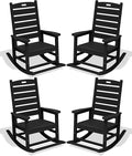 SERWALL Outdoor Rocking Chair Set of 4, Oversized HDPE Patio Rocking Chair by SERWALL