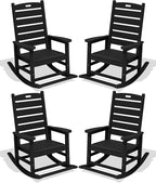 SERWALL Outdoor Rocking Chair Set of 4, Oversized HDPE Patio Rocking Chair by SERWALL