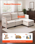 VEVOR Modular Sectional Sofa, 3-Seater Modular Sofa - Image 4