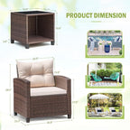 Devoko 3 Pieces Patio Furniture Set, PE Rattan Wicker Patio Set - Image 3