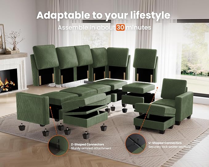CHIC HOUSE Modular Sectional Sofa - Image 4