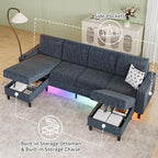 Sectional Couches for Living Room, 6-Seats Soft Linen Fabric Sectional Sofa - Image 6