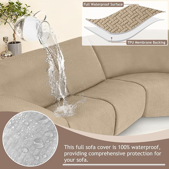 ALIECOM 100% Waterproof Recliner Sectional Couch Covers L Shape Stretch Corner - Image 4