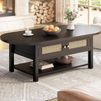 LVB Rattan Coffee Table, Boho Wood Living Room Table by LVB