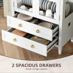 Vlsrka 71 Inch Arched Curio Cabinet, 4-Tier Display Cabinet and 2 Drawers - Image 7