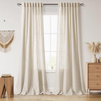 Extra Long 120 Inch Curtains for Living Room Boho Linen Light Filtering Semi by Nanspring