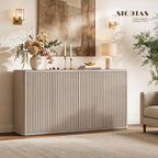 SICOTAS Buffet Cabinet with Storage Accent Sideboard with 8 Doors 132.6" Fluted - Image 7
