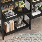 Homykic Double Wide Bamboo Bookshelf Black, 6-Tier Large Open Bookcase - Image 9