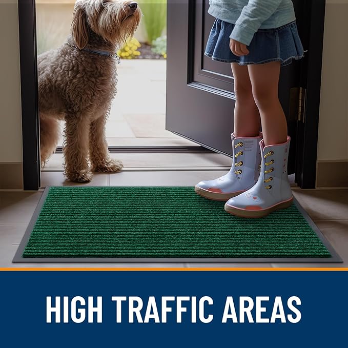 OLANLY 2-Pack Front Door Mats 59x23, Waterproof Heavy-Duty Doormats | Green - Image 7