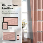 100% Blackout Linen Textured Curtains 63 Inch Long, Blush Pink | 100% Blackout - Image 7